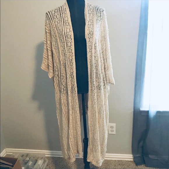 Sweaters - Boutique Style Long Lace Kimono